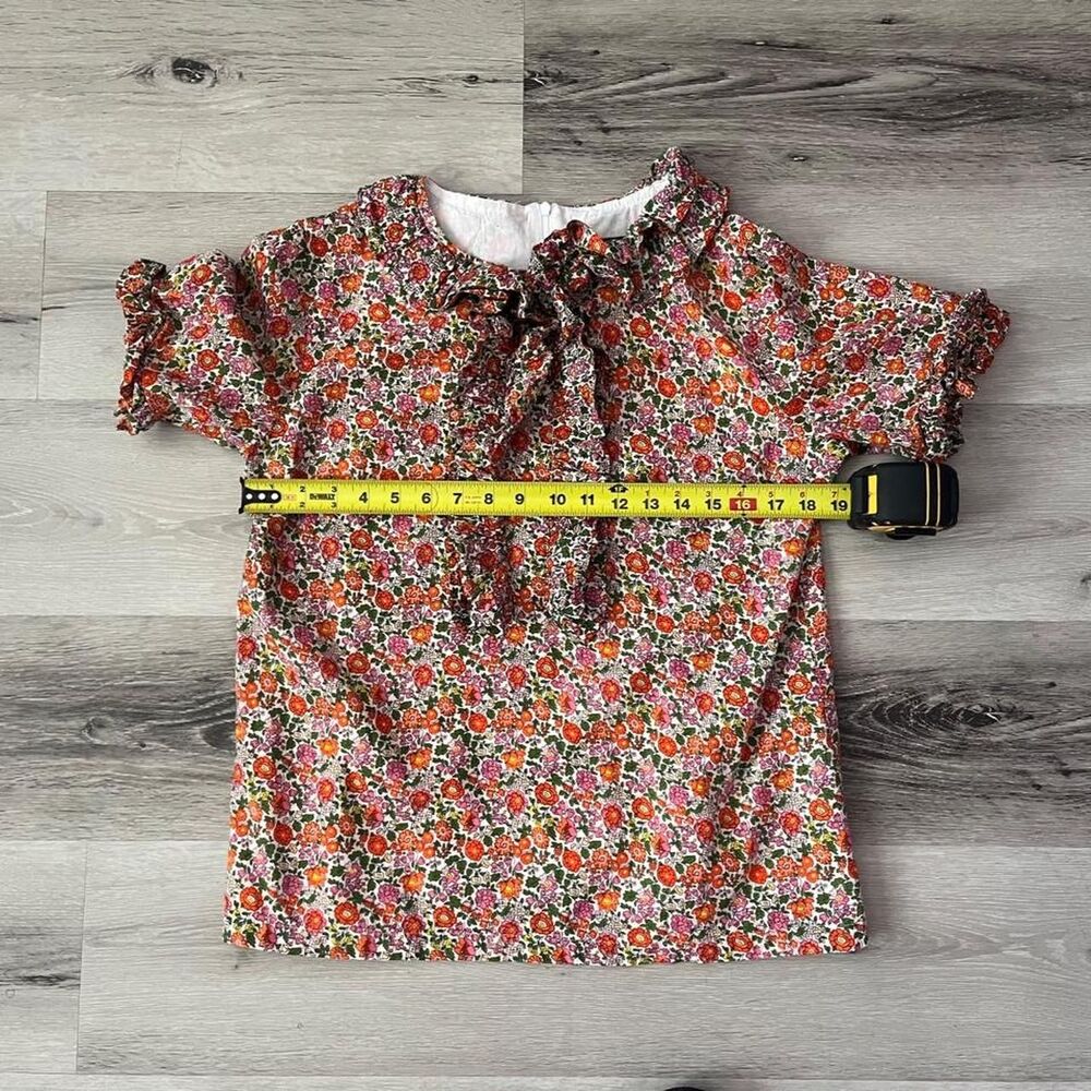 Elizabeth Wilson Cottagecore Floral Ruffle Mock Neck Blouse Top M - Picture 4 of 6
